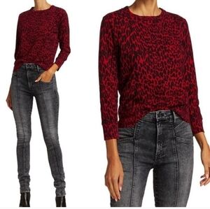 MOTHER Don't Sweat It Red Leopard Print Sweatshirt Long Sleeve L